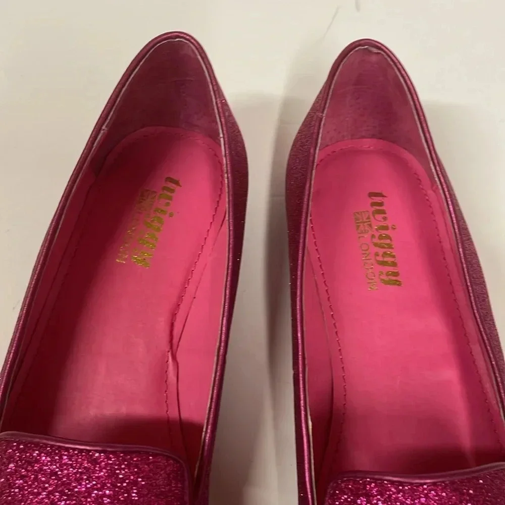 Twiggy London Pink Glittery Wide Width Taylor Swift Flats
